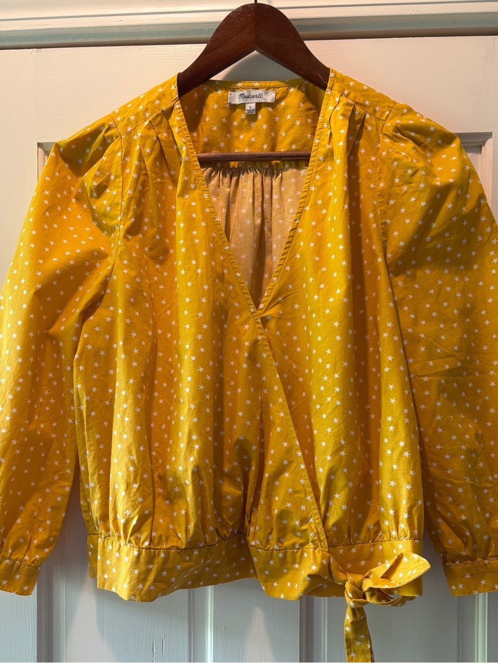 Madewell Yellow Star-Print Wrap Top